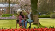 Darcey Silva and her boyfriend Jesse Meester take a break by a tulip garden in Amsterdam.