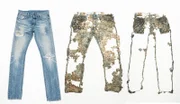 Die kompostierbare Jeans: nach etwa sechs Monaten ist sie weitestgehend zersetzt.