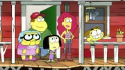 L-R: Gramma Alice Green (voiced by Artemis Pebdani), Bill Green (voiced by Bob Joles), Tilly Green (voiced by Marieve Herington), Nancy Green (voiced by Wendi McLendon-Covey), Cricket Green (voiced by Chris Houghton)
