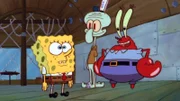 L-R: SpongeBob, Squidward, Mr. Krabs
