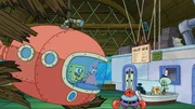 L-R: SpongeBob, Patrick, Mr. Krabs, Squidward