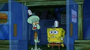 L-R: Squidward, SpongeBob