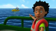 Mandy entdeckt, dass das Rettungsboot ins offene Meer treibt.