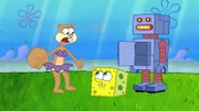 L-R: Sandy, SpongeBob, Sandy's robot