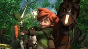 Mit einem Leckerbissen für das Zugpferd wird Robin Hood Prinz Johns Steuereintreiber schnell los.