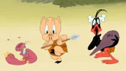 Porky Pig (m.), Daffy Duck (r.)