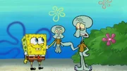 L-R: SpongeBob, Mini Squidward, Squidward