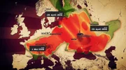 Die radioaktive Strahlung verteilte sich mit dem Wind über ganz Europa. Europakarte mit Ausbreitung der radioaktiven Strahlungswolke im Frühjahr 1986.