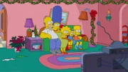 (v.l.n.r.) Homer; Marge; Lisa; Maggie; Bart