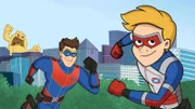 In the front, L-R: Captain Man and Kid Danger