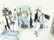 (5. Staffel) - Machen sie sich daran, den unberechenbaren Krankenhausalltag zu meistern: (v.l.n.r.) Dr. Richard Webber (James Pickens, Jr.), Dr. Callie Torres (Sara Ramirez), Dr. Miranda Bailey (Chandra Wilson), Dr. Lexie Grey (Chyler Leigh), Dr. Meredith Grey (Ellen Pompeo), Dr. Alex Karev (Justin Chambers), Dr. Isobel Stevens (Katherine Heigl), Dr. Owen Hunt (Kevin McKidd), Dr. Derek Shepherd (Patrick Dempsey), Dr. Cristina Yang (Sandra Oh), Dr. Mark Sloan (Eric Dane) und Dr. George O'Malley (T.R. Knight)