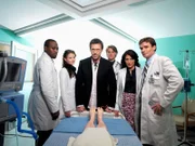 (2. Staffel) - Dr. Gregory House (Hugh Laurie, 3.v.l.) steht ein erstklassiges Team zur Seite: Dr. Eric Foreman (Omar Epps, l.), Dr. Allison Cameron (Jennifer Morrison, 2.v.l.), Dr. Robert Chase (Jesse Spencer, 3.v.r.), Dr. Lisa Cuddy (Lisa Edelstein, 2.v.r.) und Dr. James Wilson (Robert Sean Leonard, r.)