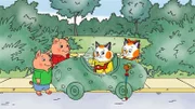 Der Kater Huckle (2.v.re.) und seine Schwester Sally (1.v.re.) wohnen in Busytown, einer quirligen, geschäftigen Stadt, in der jeden Tag seltsame Dinge passieren. Doch Huckle und seine Freunde, wie den beiden Schweinchen Ohja uund Ohnein, gehen ihnen immer auf den Grund und entdecken des Rätsels Lösung.