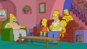 (v.l.n.r.) Grampa; Bart; Homer; Lisa; Marge