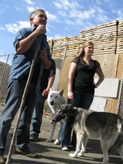 Holly (r.) bittet den Hundeflüsterer Cesar Millan (l.) um Hilfe, denn ihre beiden Wolfsmischlinge sind alles andere als pflegeleicht. Kann man Wölfe zu Haustieren umerziehen?