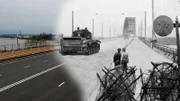 Zwei Soldaten sehen zu, wie ein Sherman-Panzer die Brücke bei Nimwegen überquert. (Artifex Animation Studios Inc./Alamy)