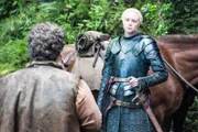 On right: Brienne of Tarth (Gwendoline Christie).