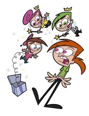 Wanda und Cosmo haben Timmy mit ihren Zauberstäben in einen Kasperle verwandelt. Da bekommt seine Schwester Vicky natürlich einen riesigen Schreck.