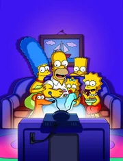 (30. Staffel) - (v.l.n.r.) Marge; Homer; Maggie; Bart; Lisa (vorne) Knecht Ruprecht