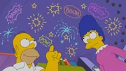 Als Homer (l.) in der Zeitung liest, dass die Stadt das Feuerwerk zum diesjährigen Nationalfeiertag abgeblasen hat, fantasiert er darüber, dass er selbst etwas Tolles organisieren wird - doch Marge (r.) bringt ihn unsanft auf den Boden der Tatsachen zurück: Er soll lieber erst einmal die Glühbirnen im Hinterhof austauschen ...