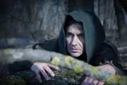 Frankensteins Monster versteckt sich vor den Menschen im Wald.