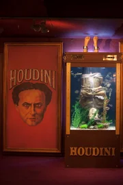 Wayde King and Brett Raymer install a magician themed aquarium at The Magic Castle in Los Angeles. Actor Neil Patrick Harris who is president of The Academy of Magical Arts was present, overseeing the installation.