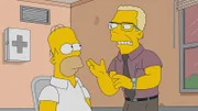 Während Marge langsam realisiert, dass das Gesetz, das sie durchbringt, eigentlich nur schlechtes bewirkt, muss sich Homer (l.) in der Therapie durchschlagen.