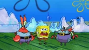 Mr. Krabs (l.), SpongeBob (m.)