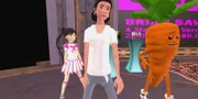 Mari (Maryam Zaree, M.), Zoe (Helena Yousefi, l.) und Theo (Benito Bause, r.) besuchen als virtuelle Avatare Brians virtuelle Vernissage im Metaverse.