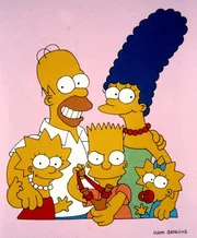 (4. Staffel) - Die Simpsons, eine etwas andere amerikanische Familie: Vater Homer (2.v.l.), Mutter Marge (2.v.r.), Lisa (l.), Bart (M.) und Maggie (r.).