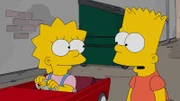 Wie kommen Lisa (l.) und Bart (r.) nur an den Schulrowdys vorbei?