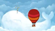 Die Wal-Wolke birst und schießt Ballons in die Luft.