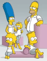 (21. Staffel) - Tag für Tag geraten die Simpsons in Situationen, die alles von ihnen oder ihrer Umgebung abfordert: Marge (hinten l.), Lisa (vorne l.), Homer (hinten r.), Maggie (hinten M.) und Bart (vorne r.) ...