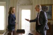 "Vartius"-- When Elizabeth receives shocking news about an important political operative, she navigates a tricky political situation with President Dalton, who she learns may be considering replacing her as Secretary of State. Also, Stevie and Jareth (Christopher O\'Shea) get engaged, on the second season finale of MADAM SECRETARY, Sunday, May 8 (8:00--9:00 PM, ET/PT) on the CBS Television Network.  Pictured L-R: TÃ?Â©a Leoni as Elizabeth McCord and Keith Carradine as President Conrad Dalton Photo: Sarah Shatz/CBS Ã?Â©2016 CBS Broadcasting, Inc. All Rights Reserved