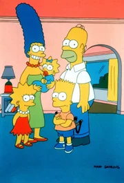 (1. Staffel) - Die Familie Simpson im trauten Heim: (v.l.n.r.) Lisa, Marge, Maggie, Bart und Homer.