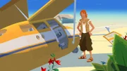 Jack steht unglücklich neben seinem Flugzeug, mit dem er gerade abgestürzt und auf einer einsamen Insel gelandet ist. Er ist ratlos, wie er wieder von hier wegkommen soll. Und er macht sich Sorgen um seinen neuen Hund Jackpot, den er beim Absturz verloren hat.