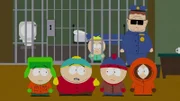 L-R: Kyle, Eric, Butters, Stan, Officer Barbrady, Kenny