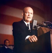 Serious of President Dwight D. Eisenhower addressing group of supporters gathered at Sheraton Park Hotel on election night.  (Photo by Hank Walker/The LIFE Picture Collection/Getty Images)