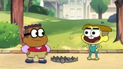 L-R: Remy (voiced by Zeno Robinson), Cricket Green (voiced by Chris Houghton)