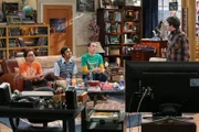 L-R: Leonard Hofstadter (Johnny Galecki), Rajesh Koothrappali (Kunal Nayyar), Sheldon Cooper (Jim Parsons), Howard Wolowitz (Simon Helberg).
