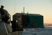The Clark trailer on ice.