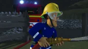 Feuerwehrmann Sam kann die Scheune löschen.