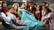 The cast of the play in the ER with Doctor Bjurlin, Romeo and Juliet.