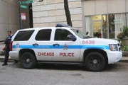 Chicago Police Department car in downtown Chicago