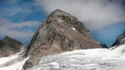 Blick auf den Piz Buin vom Ochsentaler Gletscher aus.