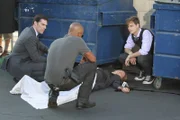 L - R: Aaron Hotchner (Thomas Gibson), Derek Morgan (Shemar Moore), Dr. Spencer Reid (Matthew Gray Gubler)