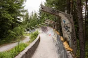 Sarajevo, Bosnia-Herzegovina, July 16 2017: The former 1984 Olympic bobsleigh and luge run in the mountains outside of Sarajevo