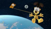 Odie und Garfield fliegen Dank der mexikanischen Springbohne bis ins Weltall.