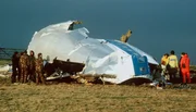 The wreckage of a crashed plane.