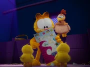 Garfield startet bei Kühen, Hühnern und Pferden einen Werbefeldzug fürs Fernsehen.